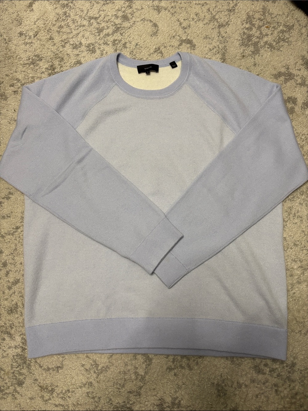 Vince Men’s XL Colorblock Crewneck Sweater Light Blue Raglan